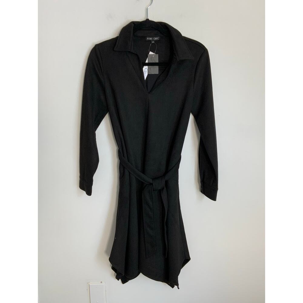 Boho Chic Black Belted dress NWT size XS‎